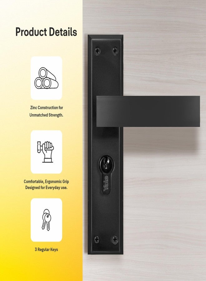 Yale YECM-405-8P-TT-BM Mortise Door Lock for Bedroom/Home/Office/Hotel Suitable for Left/Right Handed Doors, Handle Set Comes with 8" Backplate Thumb Turn, 3 Keys Cylinder and Lock Body (Black Matt) - Image 5